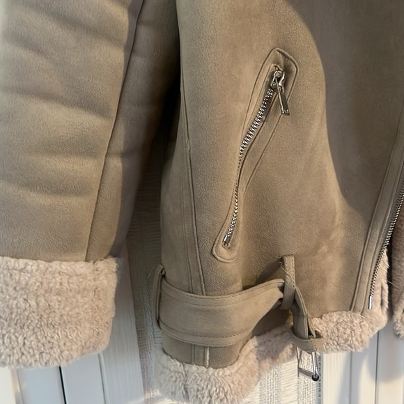 Zara Moto Sherpa Jacket sz M - Picture 3 of 6